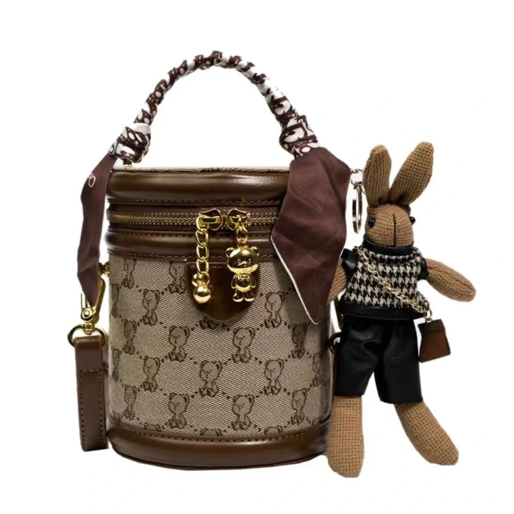 Cocoa Luxe Bear & Bunny Charm Bucket Bag” - Picture 2 of 6